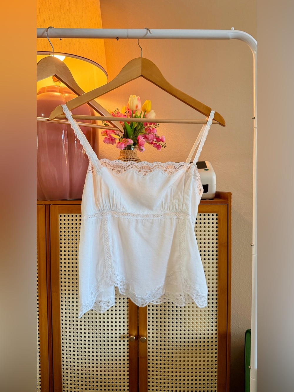 Reformation White Lace-Trim Crop Cami Top - Picture 5 of 15